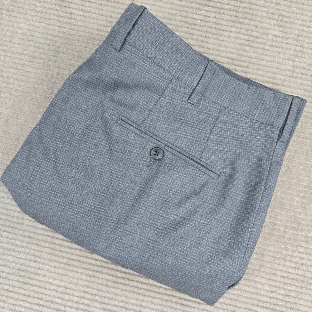 Britches Mens 38R Grey Torino Wool Micro Check Flat Front Dress Pants